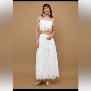 Elegant White Eyelet Maxi Skirt